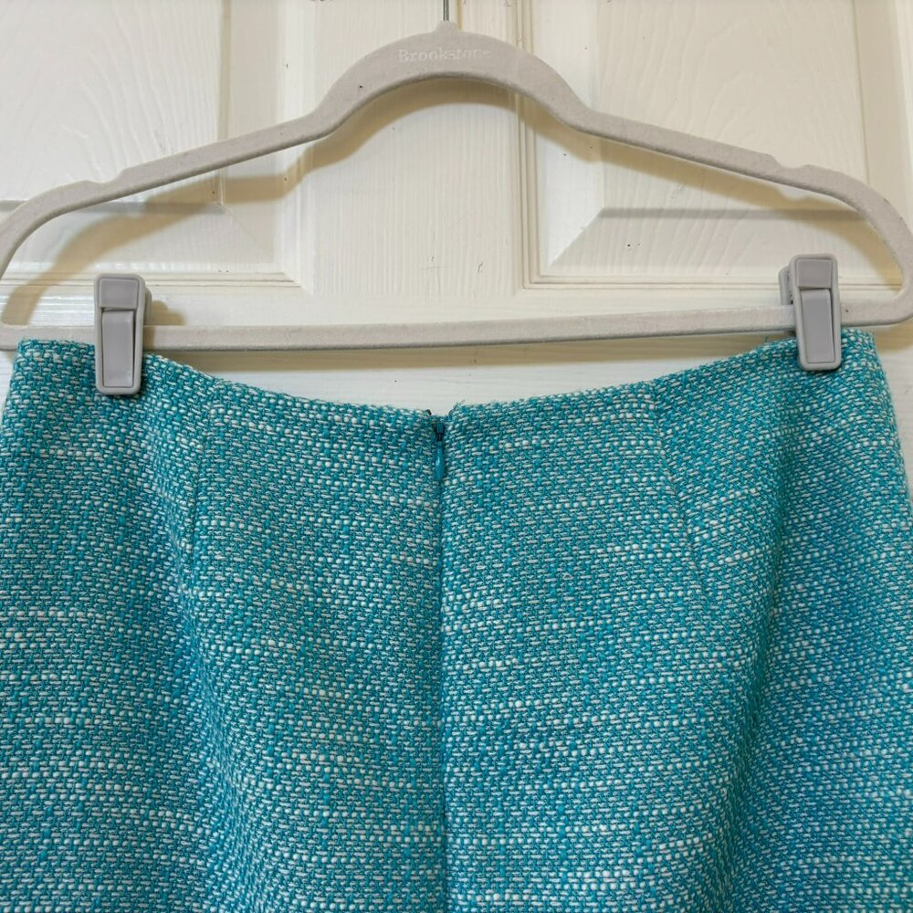 NWT Talbots Aqua and White Tweed Boucle Pencil Skirt 10 Petite - Picture 4 of 11